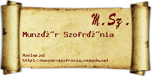 Munzár Szofrónia névjegykártya
